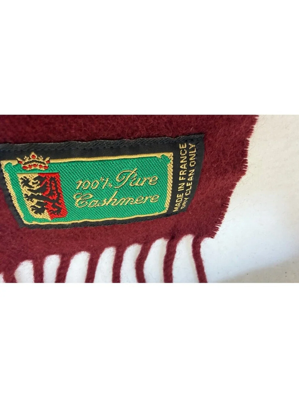 Christian Mode 100% Pure Cashmere Scarf Made in France Burgundy E-3